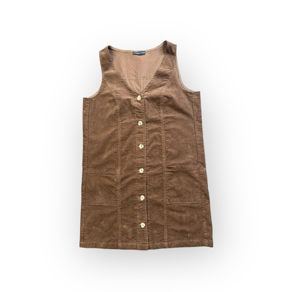Sincerely Jules Brown Corduroy Button Front Sleeveless Dress No Size Tag Fits S